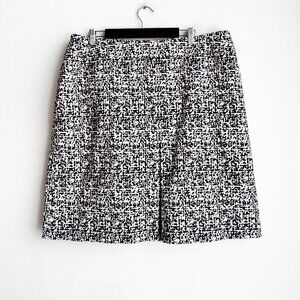 Talbots Micro Geometric Print Black White Pink Skirt 18W